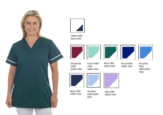 Picture of Tunic Polycotton -Hospital Blue with White Trim
