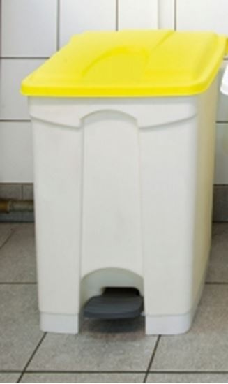 Picture of Plastic waste bin 60L White with Yellow Lid