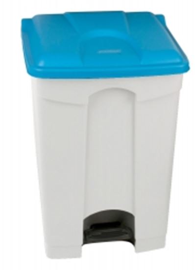 Picture of White Pedal Bin with Blue Lid - 30 Ltr