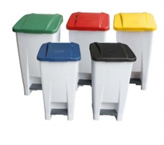 Picture of White Pedal Bin with Green Lid - 30 Ltr